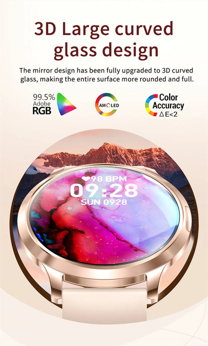 Nowy Smartwatch dla Kobiet 1.32 Cala AMOLED HD Ekran Sportowy Fitness Wodoodporny Zegarek Połączenia Bluetooth Cyfrowy Smartwatch Damski