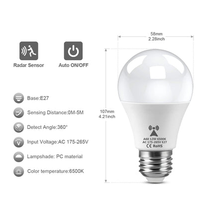 2PCS 220V 110V LED Night Light White Radar Human Body Induction Motion Sensor Night Lamp For Room Decorative Children Kids Gift