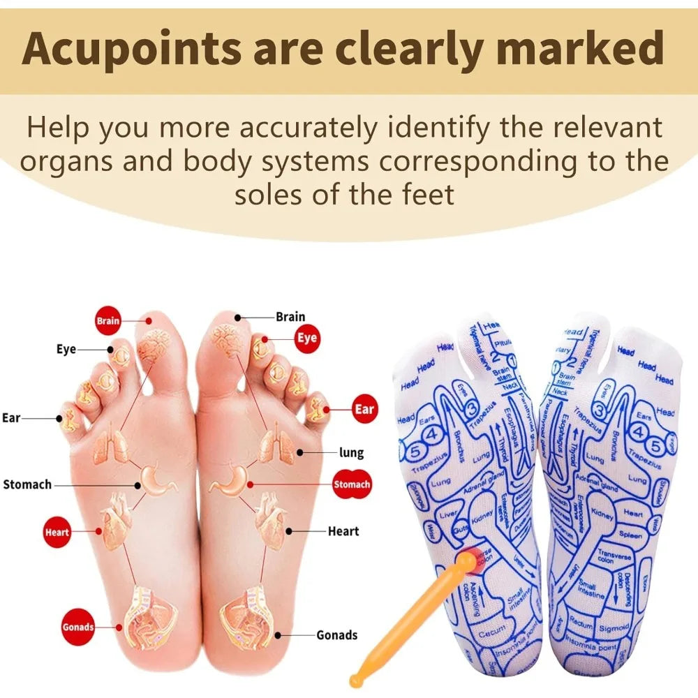 2 Types Reflexology Socks Set Tool Acupressure Acupuncture Trigger Point Foot Pain Relief Remedy Acupoint Massage Foot Care Tool