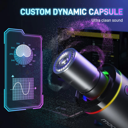 maono PD200X XLR\USB Dynamic Microphone for Gaming Recording Streaming Youtube Metal Mic with Software Tap-to-Mute Gain Knob
