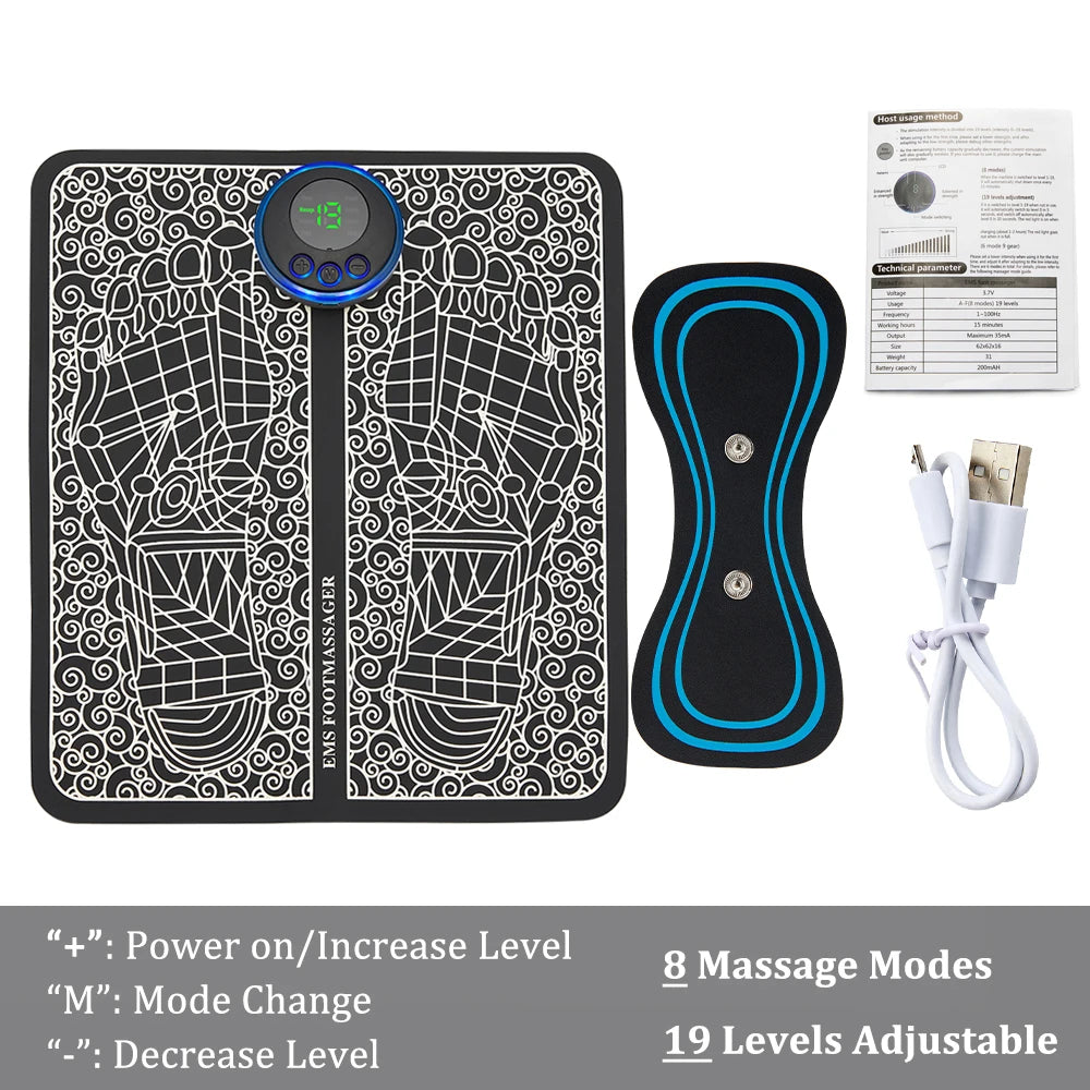 EMS Foot Massager Mat Electric TENS Feet Massager Pad Foldable Massage Mat Muscle Stimulation Fisioterapia Terapia Fisica Salud