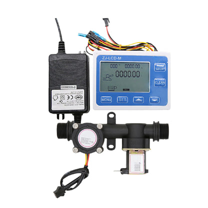 1/2 Inch Digital Flow Meter Integrated Valve Quantitative Control Kit DC3.5-24V 2-10L/min Durable Automatic Dosing Water Filling
