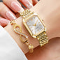 2PCS/Set Elegant Rectangle Women Quartz Watch Fashion Roma Dial Ladies Wristwatches Bracelet Set Reloj Mujer Clock (Without Box)