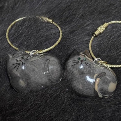 Cat Shaped Pet Hair Keepsake Keychain Charm Resin Dog Shaped Memorial Pendant Handmade DIY Pet Souvenir Keychain for Pet Lovers
