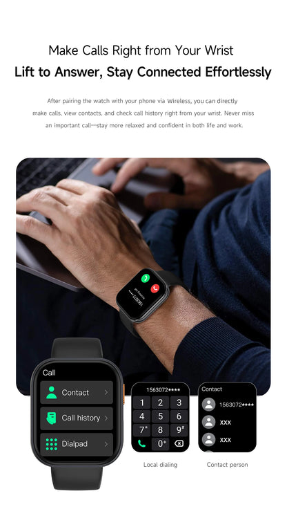 LIGE AMOLED Smart Watch Men 2.04 Screen Bluetooth Call Health Monitor IP68 Waterproof Sport Women Smartwatch New For Android IOS