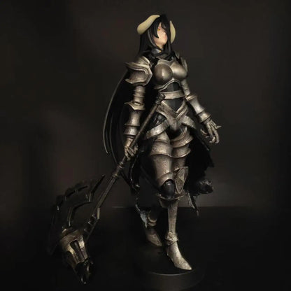 Overlord Armor Ver Figure 24cm Long Hair Demon Horns Battle Axe Statue Anime Model Heavy Metal Texture Armor Knight Figure