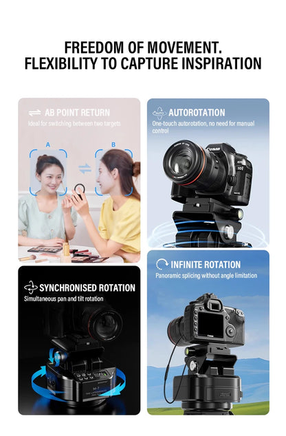 Soonpho M7 Photography Electric Gimbal Remote Control 360° Pan Tilt Head Motorised Gimbal  Auto Face Tracking Tripod