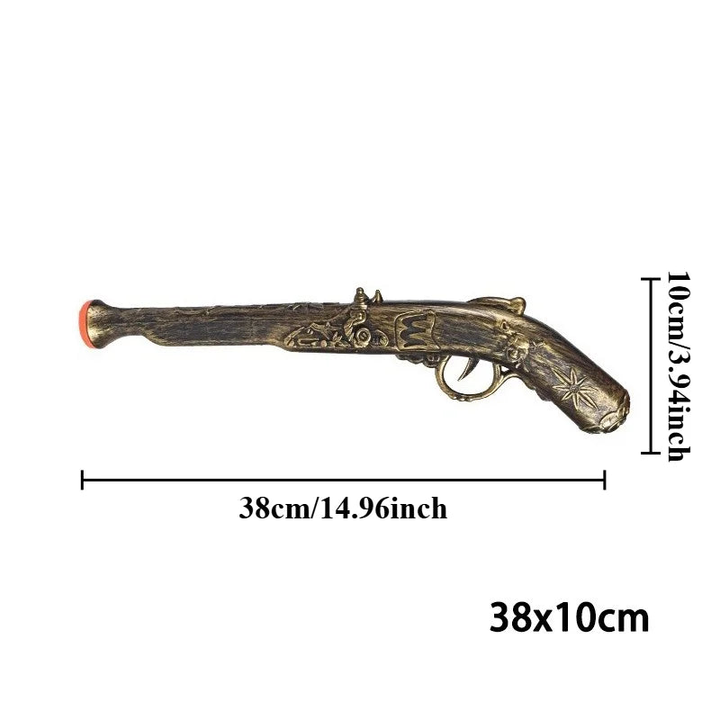 Vintage Carved Pirate Toy Gun 3D Relief Pistol Model Ornament Plastic Simulation Collection Non-shooting Halloween Cos Prop