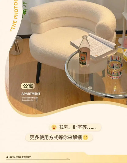 Lazy Sofa Makeup Chair with Lamb Fleece Living Room Light Luxury Balcony Leisure Chair for Comfortable Seating