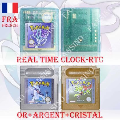 GB/GBC Real Time Clock Pokemon Crystal/Gold/Silver Version Video Game Cartridge with Battery USA/NOE/FRA/ESP/ITA Version
