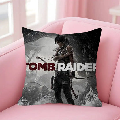 Lara Croft Tomb Raider game Double-sided Printed pillow cover Short plush Suitable living room bedrooms sofa throw cushion cover