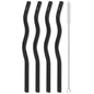 4pcs 200*8mm Glass Straws Wavy Colorful Drinking Straw Set with Brush High Borosilicate Glass Straw Kitchen Party Bar Drinkware