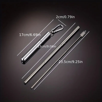 304 Stainless Steel Retractable Straw Kit, Portable Aluminum Tube, Outdoor Folding Straw Kit, with Cleaning Brush, Colors, Trave