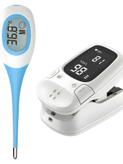 Electronic Soft Head Thermometer: Oral/Armpit Measurement for Household Adults & Children Finger Clip Pulse Oximeter