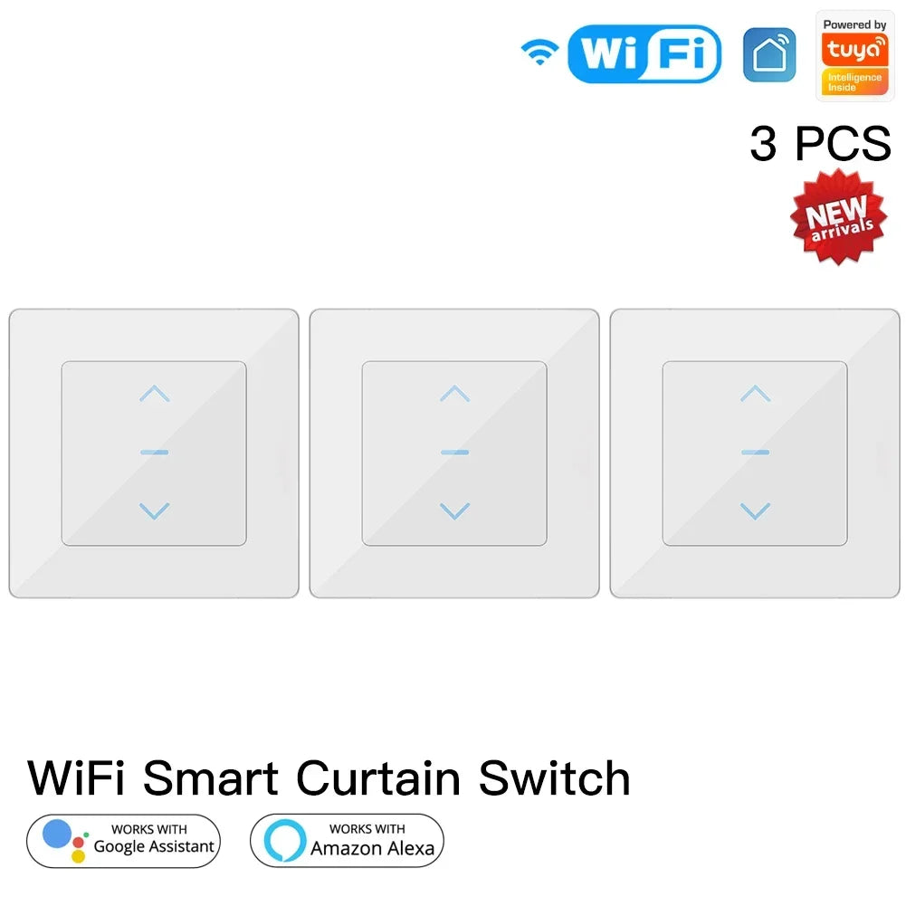 MOES Touch Design WiFi Smart Curtain Switch for Motorized Curtains and Roller Blinds work with Tuya Smart Life App Alexa Google
