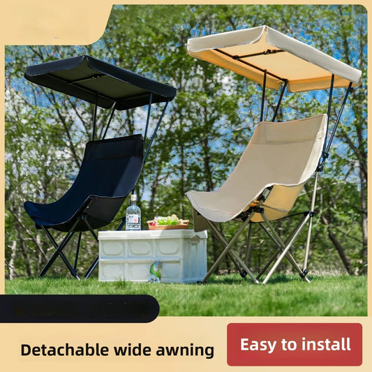 Factory Outdoor Umbrella Folding Chair High Back Moon Chair Sunshade With Canopy Portable Fishing Camping Beach Chair