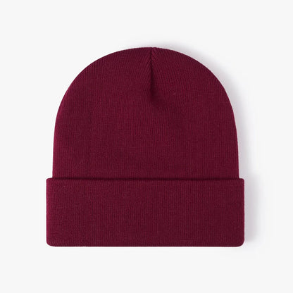 Customized Printed Logo Winter Knitted Keep Warm Cold Cap Unisex Solid Color Hip Hop Crochet Skull Beanie Hats