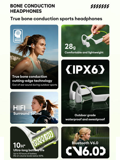 Choice Lenovo S102 Wireless Bone Conduction IPX6 Waterproof Sports Headphones Cycling Fitness Earbuds Bluetooth V6.0 Earphones