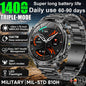 2026 Nowy Wojskowy CZOŁG Smartwatch Połączenia Bluetooth Wodoodporność 10ATM Bateria 1400mAh Monitorowanie Tętna Zegarek Sportowy Outdoor Męski