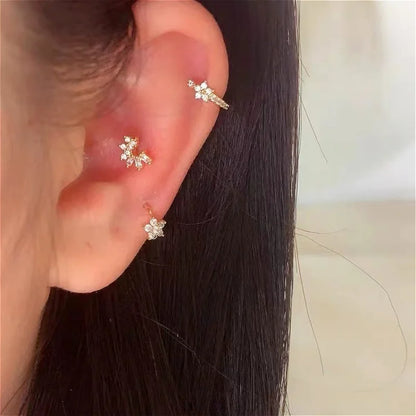 Fashion Stainless Steel Zircon Star Hoops Earrings For Women Vintage Crystal Zirconia Circle Earrings Punk Unisex Rock Jewelry