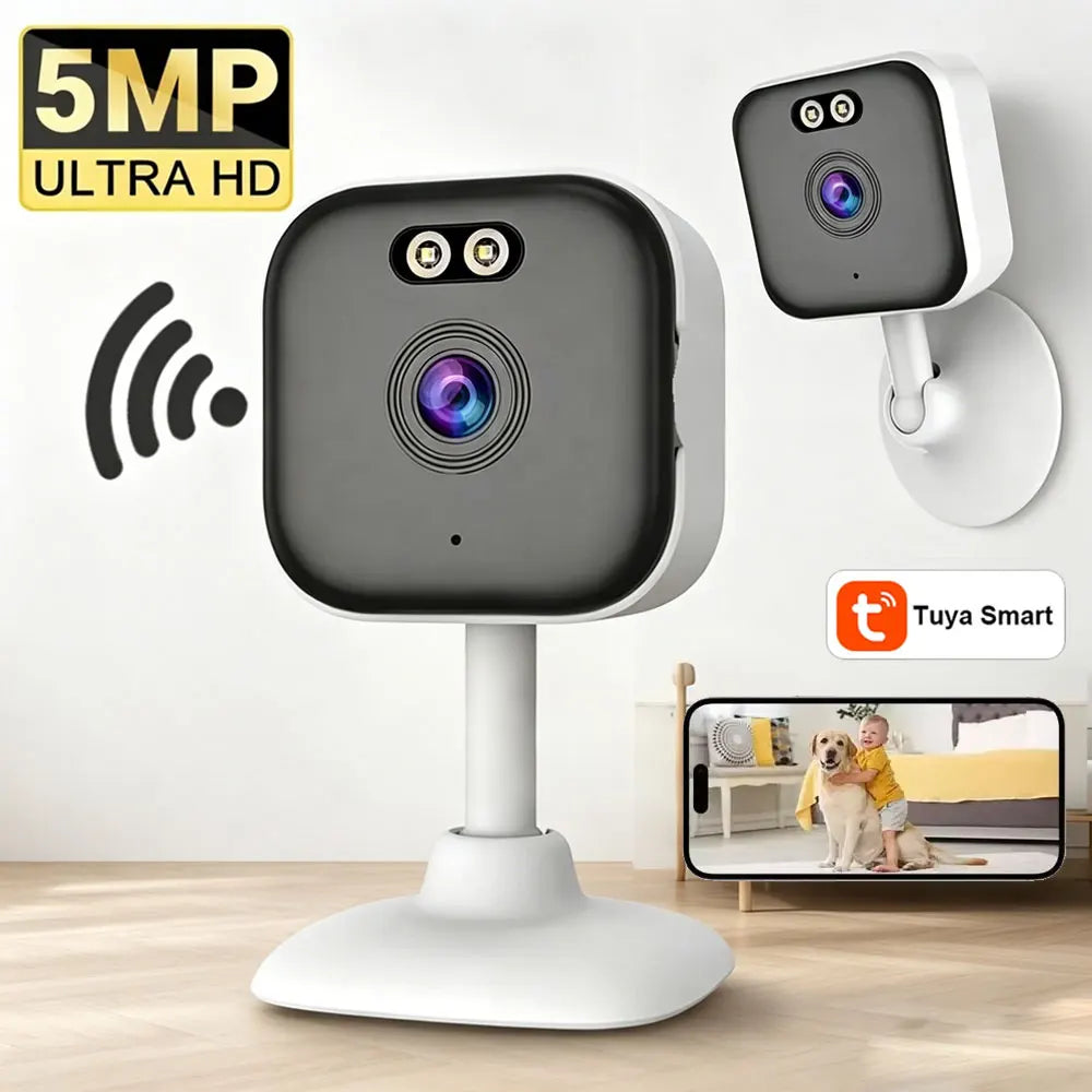 5MP Mini Cube Camera 2.4G Wifi Indoor Security IP Cam with Two Way Audio 2K Human Detection Smart Home Baby Monitor Tuya