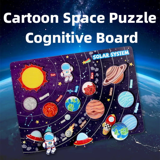Solar System Puzzle for Kids  Wooden Cognitive Board  Early Learning Space Toys  Montessori Astronomy Toy  Safe Non-Toxic Puzzle