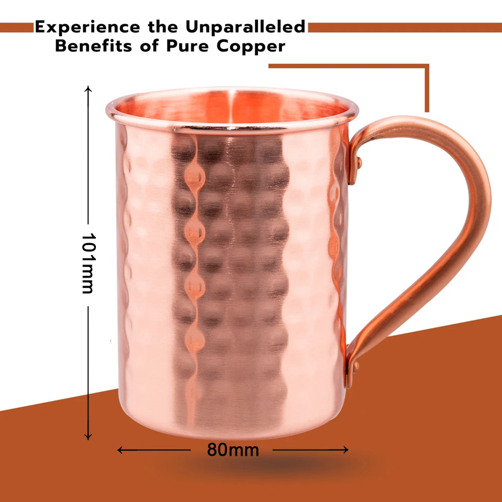 400ml Vintage Pure Copper Cup, Thickened Hammer Texture 100% Copper Breakfast Milk Coffee Mug, Handcrafted Tea Tumbler Drinkware