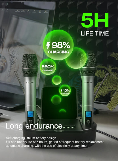 Microphon Wireless G-MARK K8 UHF Karaoke Mic With Lithium Battery For Stage Party Show Church Wedding Teaching