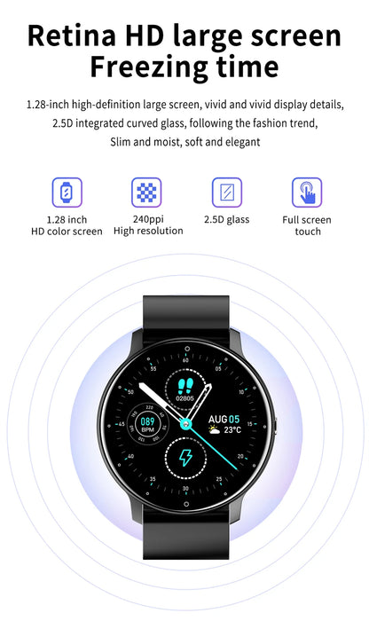 Smartwatch LIGE męski damski z pełnym ekranem dotykowym Sportowy zegarek fitness męski IP67 Wodoodporny Bluetooth dla Androida iOS Smartwatch Mężczyźni