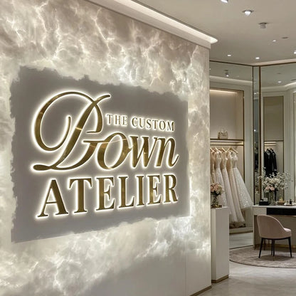 Custom Business Metal Frontlit Sign Laser Cut Metal Sign 3D Logo Personalize Sign for Shop Salon Hotel Decor Sign Indoor/Outdoor