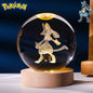 6CM Pokemon 3D Crystal Ball Figure Toy Anime Gengar Rayquaza Pikachu Lugia Vaporeon Glass Ball Model Night Light Room Decoration