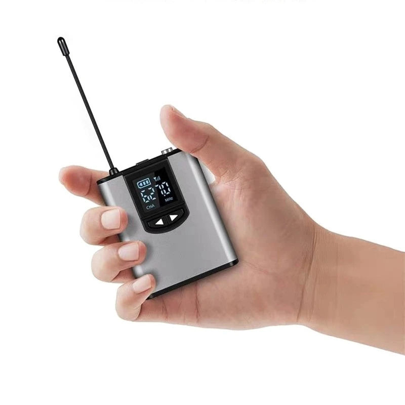 Portable Wireless Headset Microphone+Lavalier Mic System Teaching Speech Interview Vlog Live Recording for iPhone Android PC