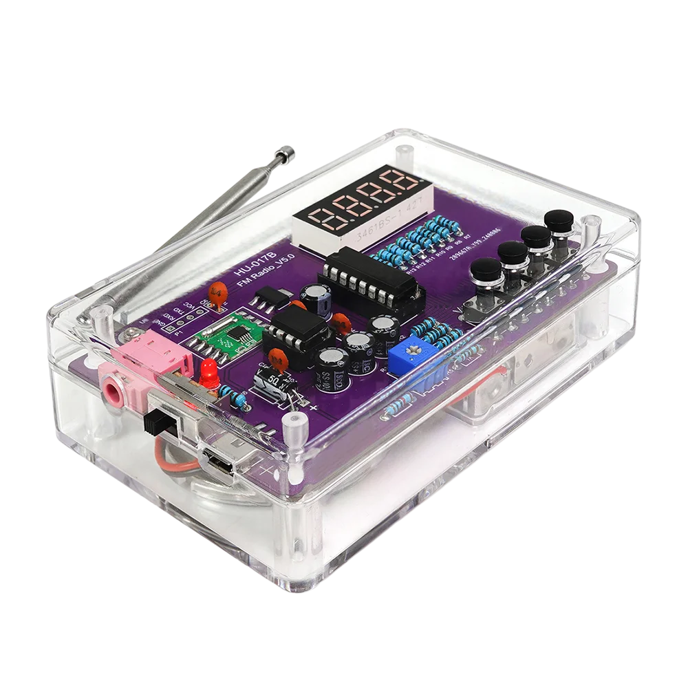 DIY FM Radio Electronic Kit Adjustable Frequency 87-108MHz Practice Soldering RDA5807S Digital Display DIY Soldering HU-017B