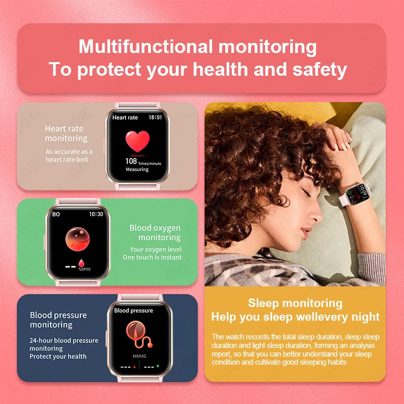 LIGE Women Smart Watch I68 Waterproof Bluetooth Call Watch for Women Smartwatch Ladies Sport Fitness Tracker Watches Men Watch
