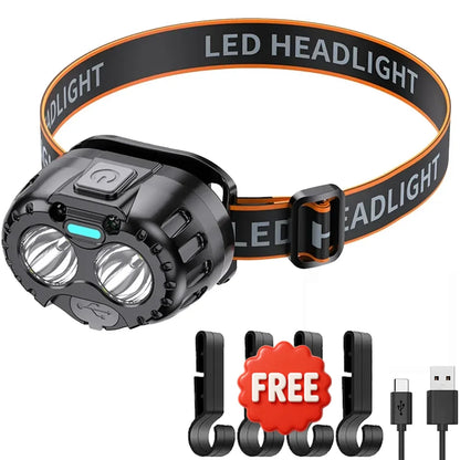 Powerful LED Headlamp USB Rechargeable Lamp IPX4 Waterproof Emergency Head Flashlight Outdoor Fishing Camping Hiking Lantern