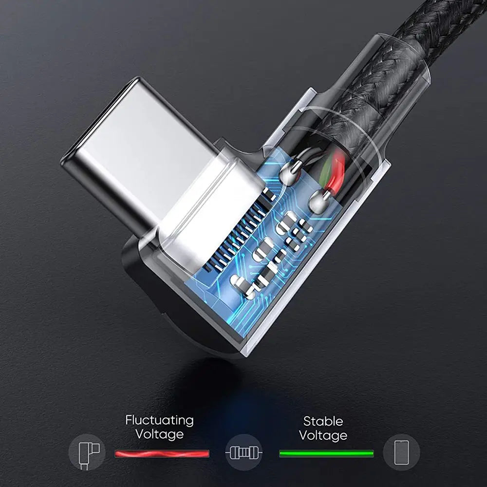 60W PD Fast Charging Line USB C to USB Type C Cable Right Angle Wire 90 Degree Data Cable For Laptop Mobile Phone