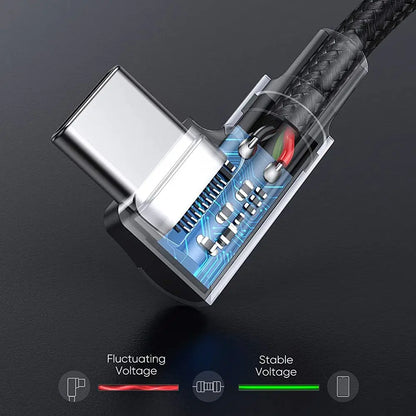 60W PD Fast Charging Line USB C to USB Type C Cable Right Angle Wire 90 Degree Data Cable For Laptop Mobile Phone