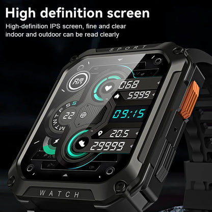 LIGE 2026 Zewnętrzny Smartwatch Męski 2.01" Ekran IP68 Wodoodporne Zegarki Wytrzymały Wojskowy Bluetooth Połączenia Smartwatch dla Androida i iOS