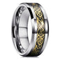30 Colors Fashion 8MM Men Stainless Steel Celtic Dragon Rings Inlay Carbon Fiber Rings For Men Women Wedding Party Jewelry Gifts