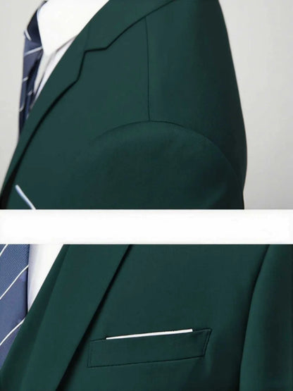 2pcs Men's All-Season Suit Set, Jacket And Trousers, Comfortable Wear for Wedding, Party And Formal Dinner