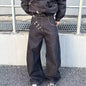 2026 Spring/Summer Korean Black Men'S Curved Knife Jeans Loose Straight Legs Casual Wide Legs 3xl Large Jeans