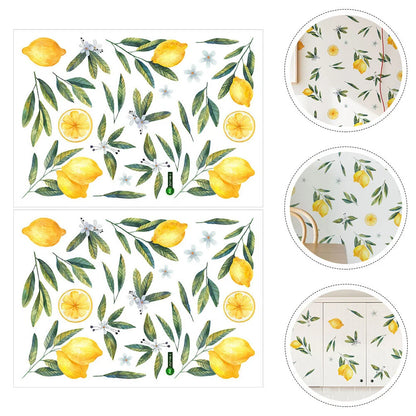 2 Sheets Mural Wall Decor Decals Walls Room Sticker Cabinet Kid Home Lemon Bedroom Fruit Minimalist Stickers For Children'S Room