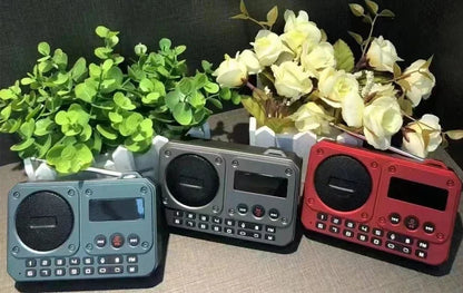 Mini Portable FM Radio Multifunctional Radios Bluetooth Speaker Recorder with LED Display Folder Switching TF Card U Disk Play