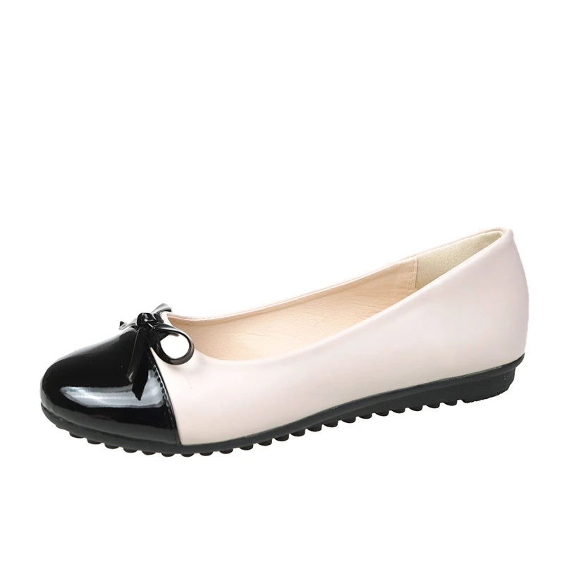 2026 New Fashion Ballerina Shoes Women's Flat Comfort Non-slip Loafers Leather Flats Elegant Bowknot Women's Single Shoes 35-43
