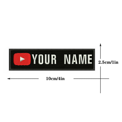 YouTube Logo 10X2.5cm Embroidery Custom Name Text Patch Stripes Badge Iron On Or  Patches