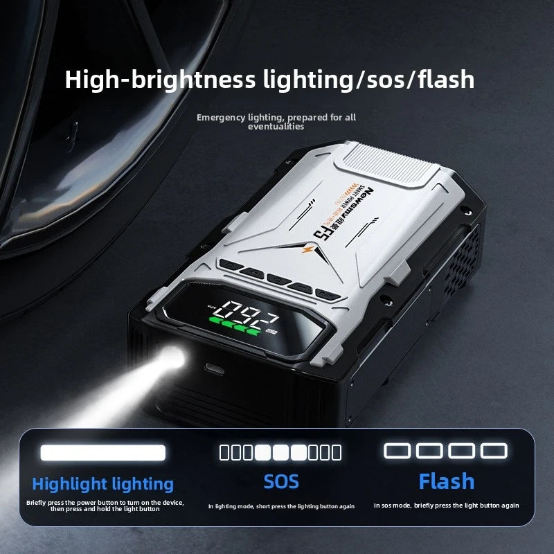 Multifunctional 2-in-1 Car Jump Starter with Air Compressor Portable Battery Booster Pack Lithium Battery Emergency Power Kit