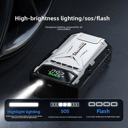 Multifunctional 2-in-1 Car Jump Starter with Air Compressor Portable Battery Booster Pack Lithium Battery Emergency Power Kit
