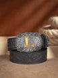 Western Cowboy PU Leather Belt - Men Waist Strap Bull Decoration Floral Engraved for Jeans