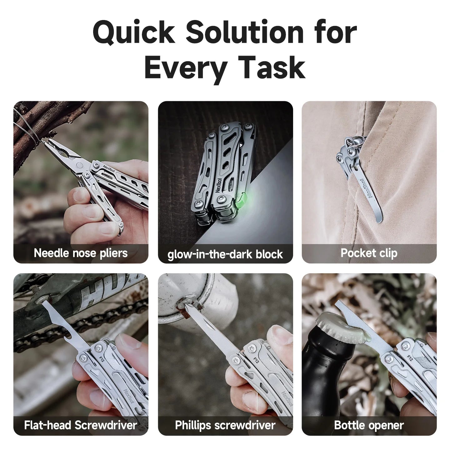 NexTool 13 In 1 Mini Flagship F12 Multi Functional Tool Folding EDC Multitool Screwdriver Pliers File Ruler Outdoor Hand Tools