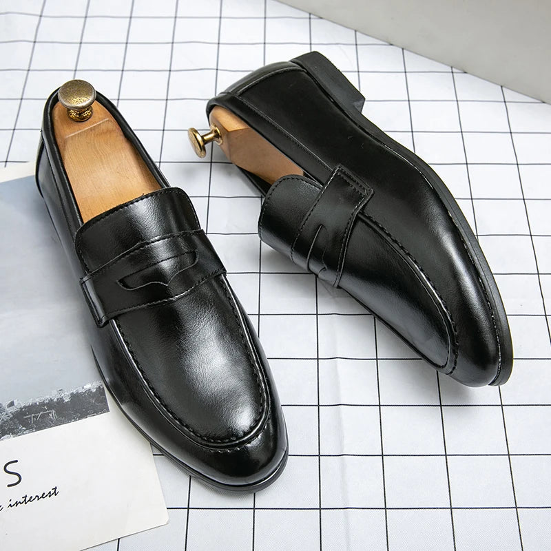 Classic Casual Business Shoes Men Formal Social Wedding Leather Shoes Men Slip On Office Leather Loafers Men's Dress Shoes